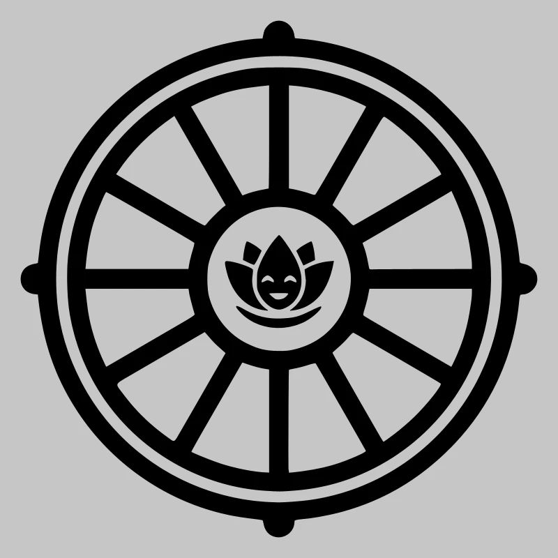 Roue du Dharma avec Lotus | Symbole du bouddhisme