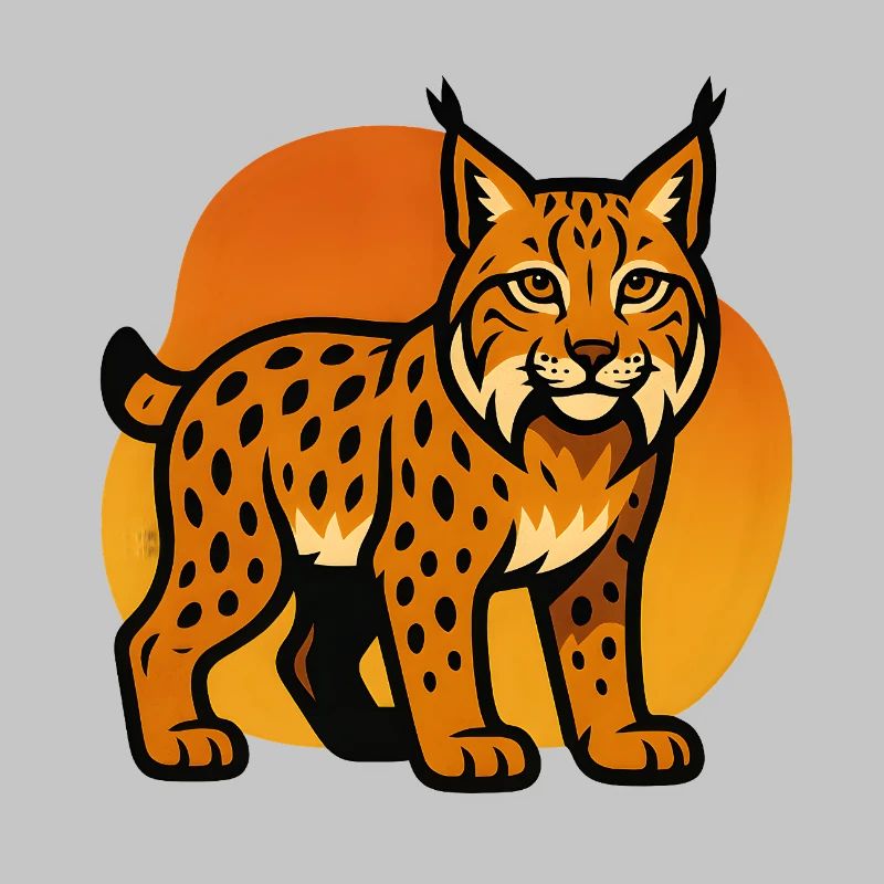 Luchs im Schatten des Sonnenuntergangs