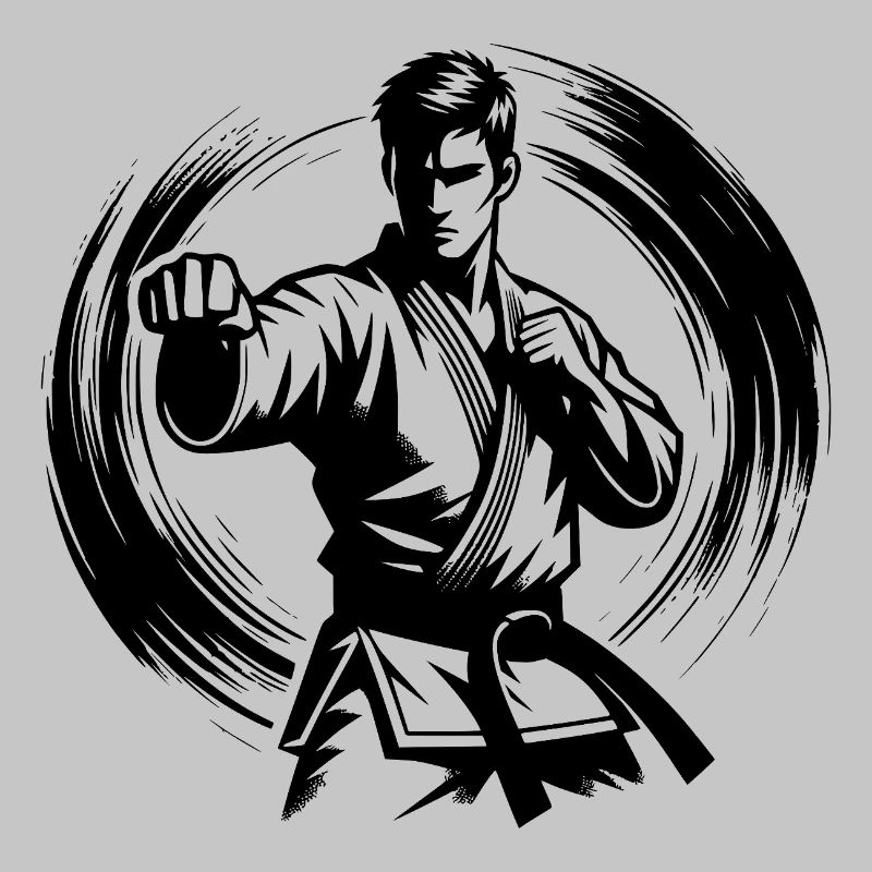 Dynamische Kampfpose Perfekte Karate Silhouette