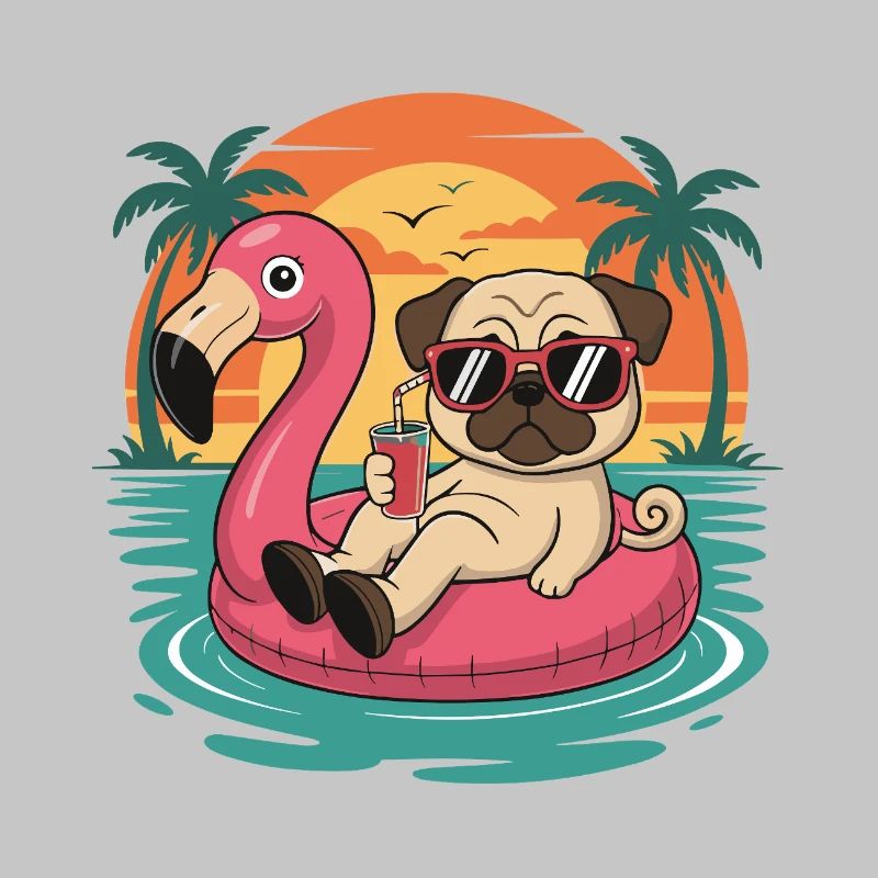 Lustiger Mops tropischer Sommerflamingo-Float