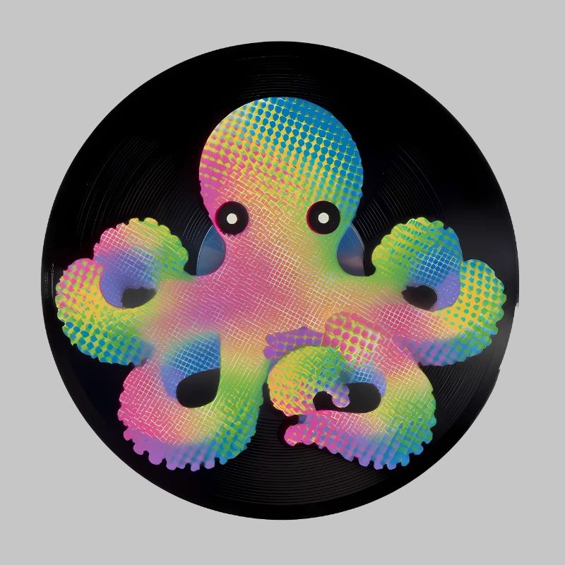 Pixel Octopus coloré sur vinyle