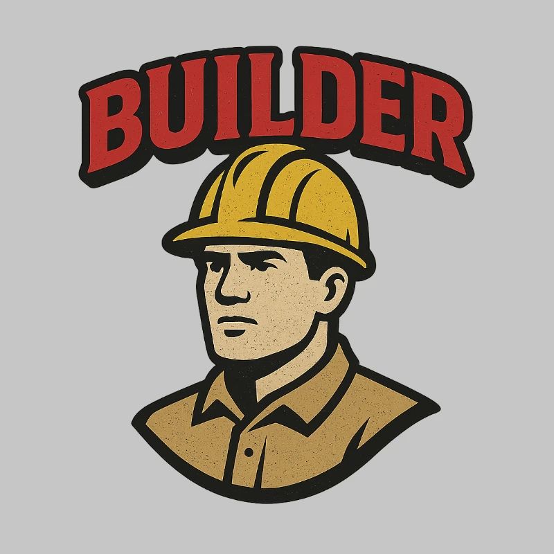 Logo rétro d’ouvrier du bâtiment avec casque