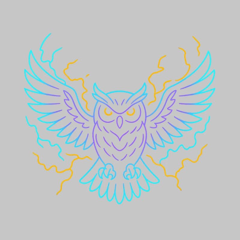 Neon-Eule mit Blitzen