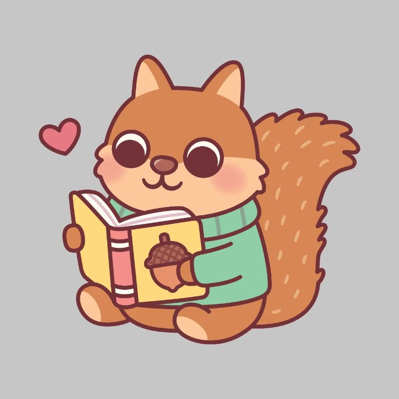 Niedliches Eichhörnchen liest ein Buch