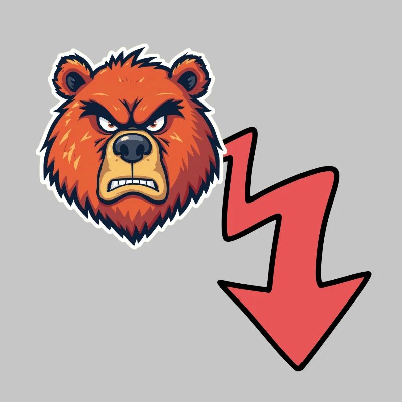 Angry bear head with red zigzag -
