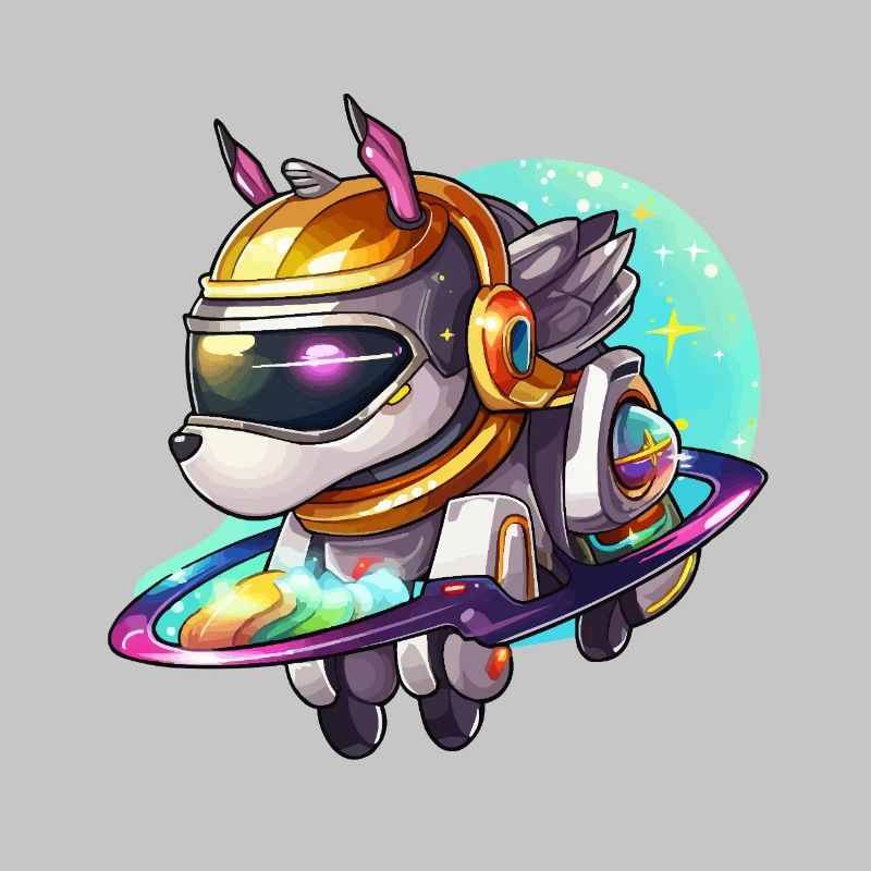 Chien de l’espace sur un hoverboard