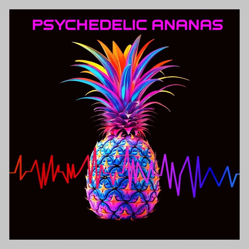 Psychedelischer Ananas Neonprint