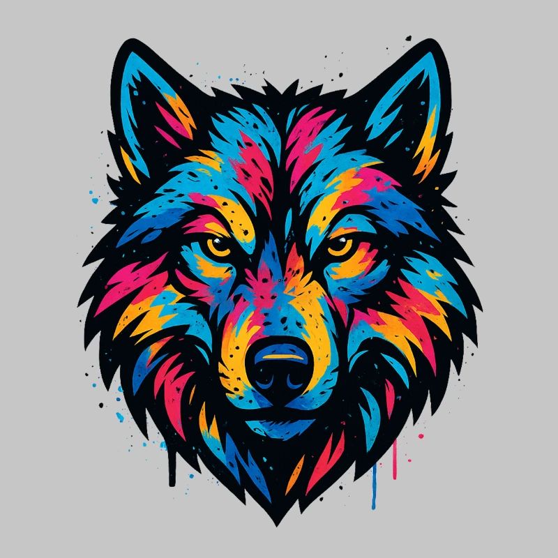 Neonwolf Kopf Kunst