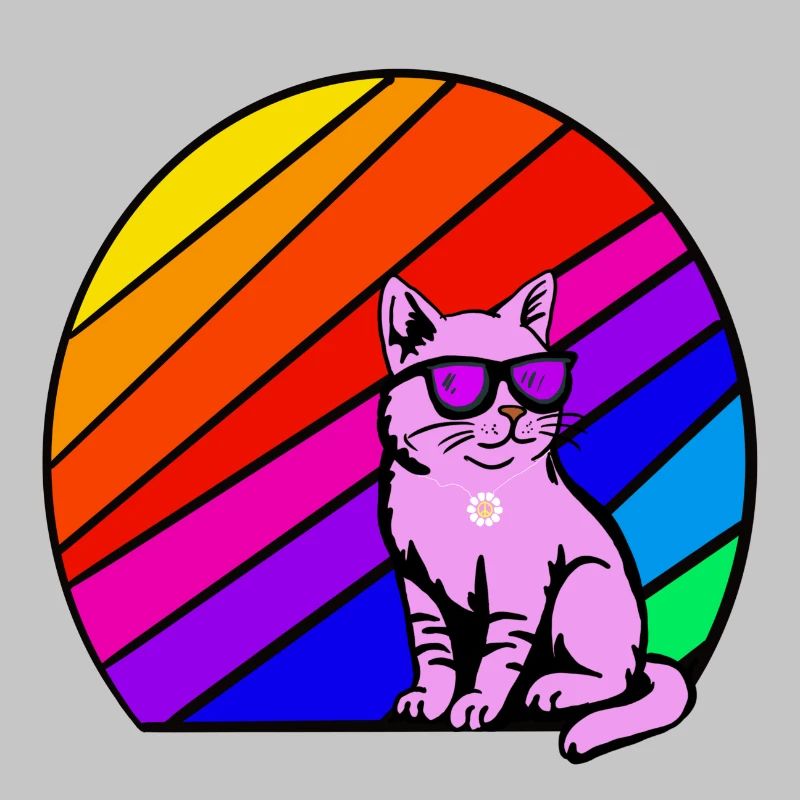 Regenbogenkatze mit Sonnenbrille