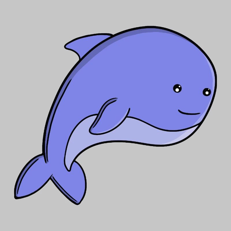 Süßer blauer Fisch-Kawaii-Delfin- oder Schweinswal-Cartoon