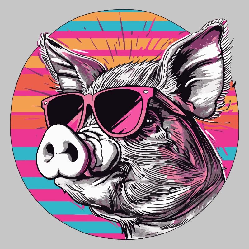 Retro-Schwein mit Sonnenbrille