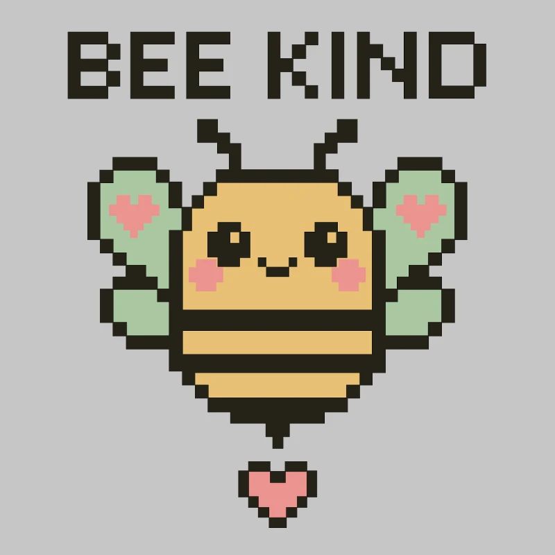 Bee Kind - Pixelbiene mit Herzchen