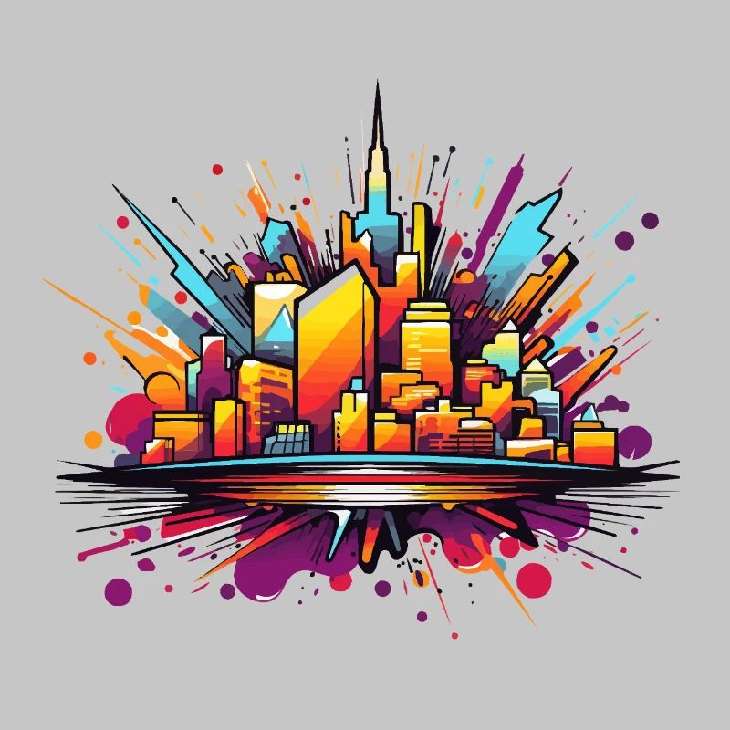 Bunte Stadtsilhouette Explosion