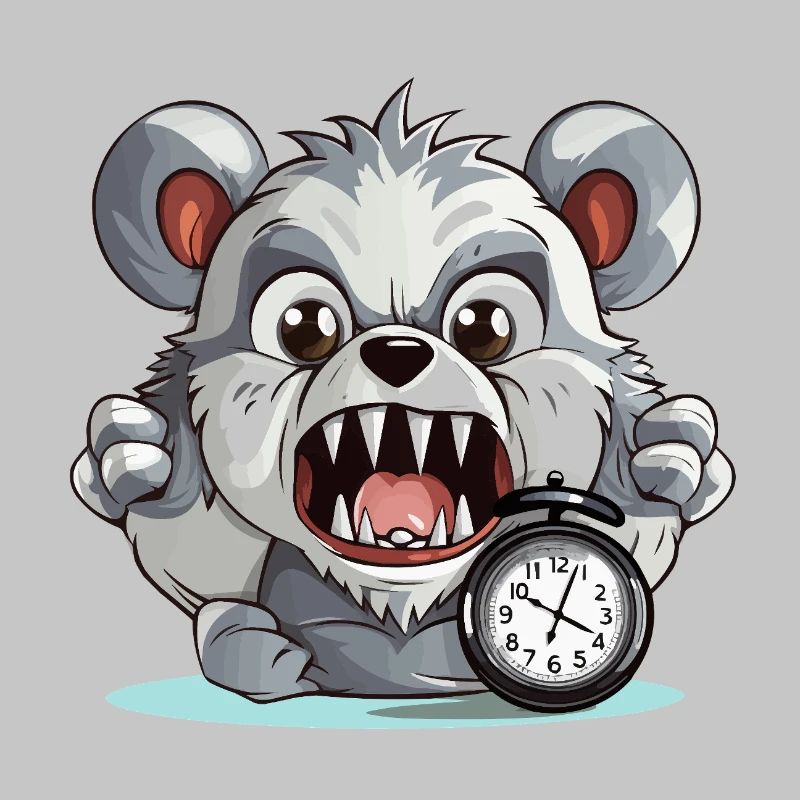 Aggressiver Panda mit Wecker