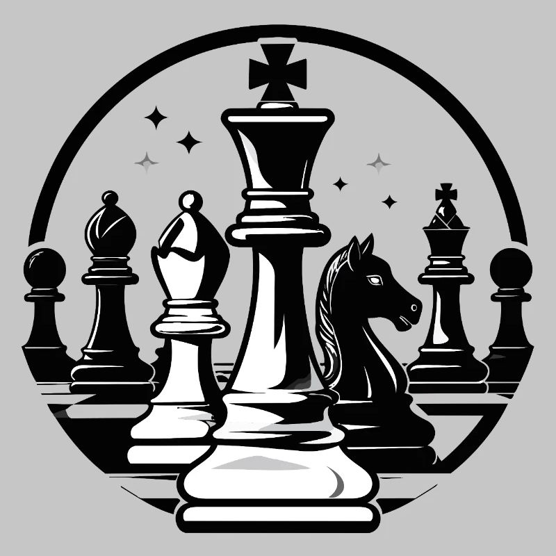 Duel d’échecs dans un motif d’échecs en noir et blanc