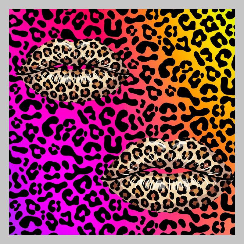 Leopard Lips on Neon Gradient