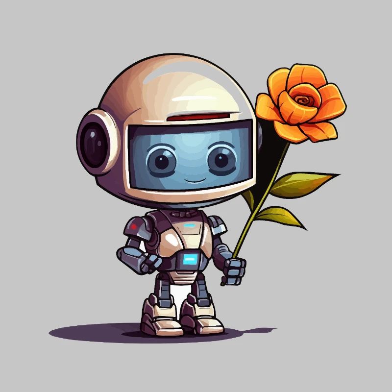 Kleiner Roboter mit Rose