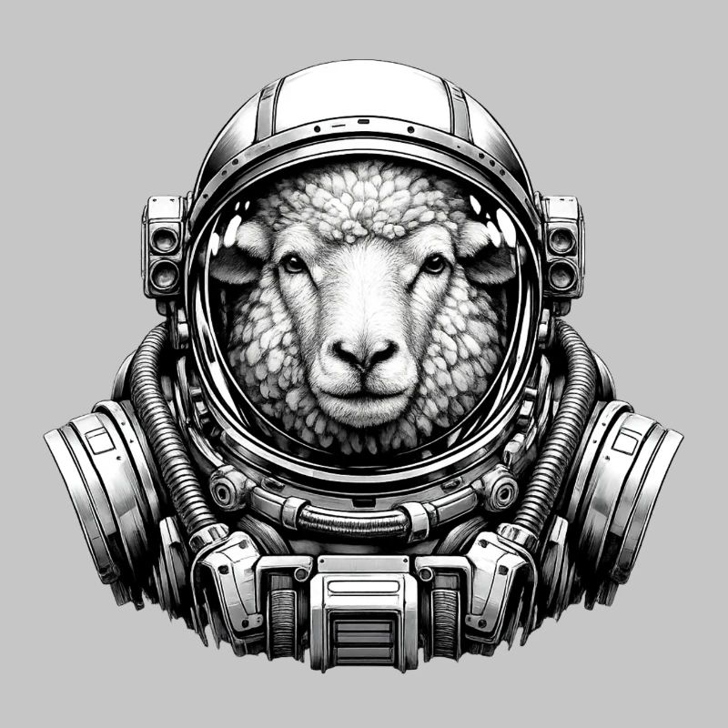 Sheep in astronaut helmet