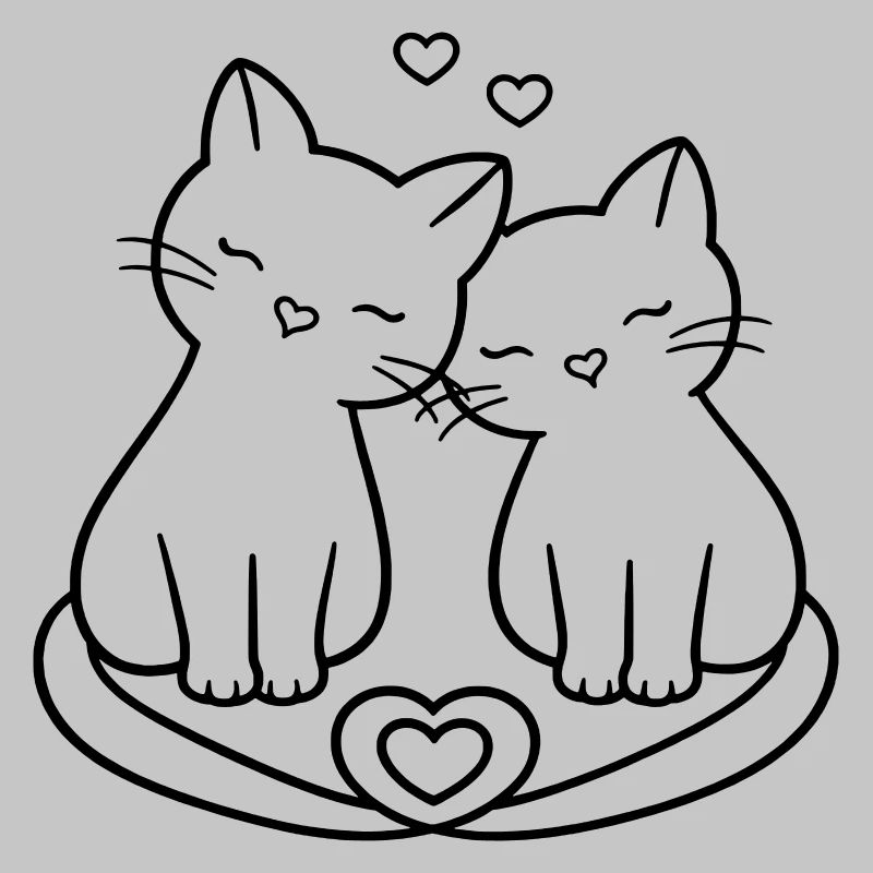 Amour de couple de chats mignons | Douce Romance