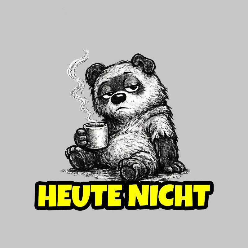 Not Today – Grumpy Bear with Coffee (Sketch)