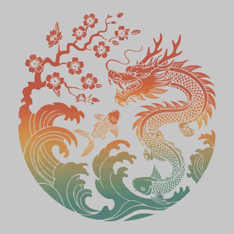 Conception du cercle Dragon & Koi