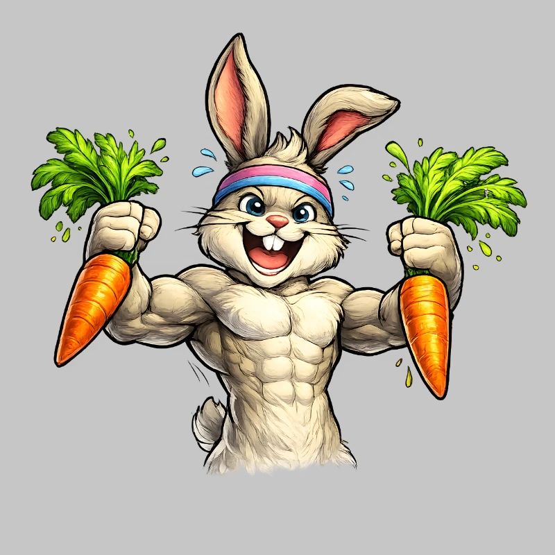 Starker Hase mit Karotten