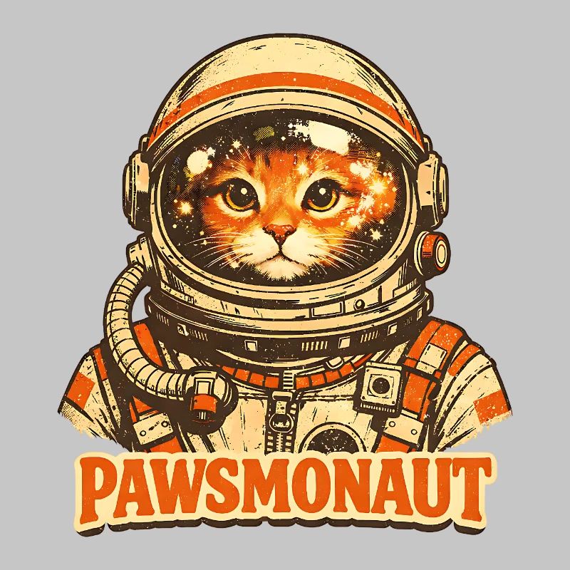 Pawsmonaut Chat Drôle Astronaute Espace Vintage