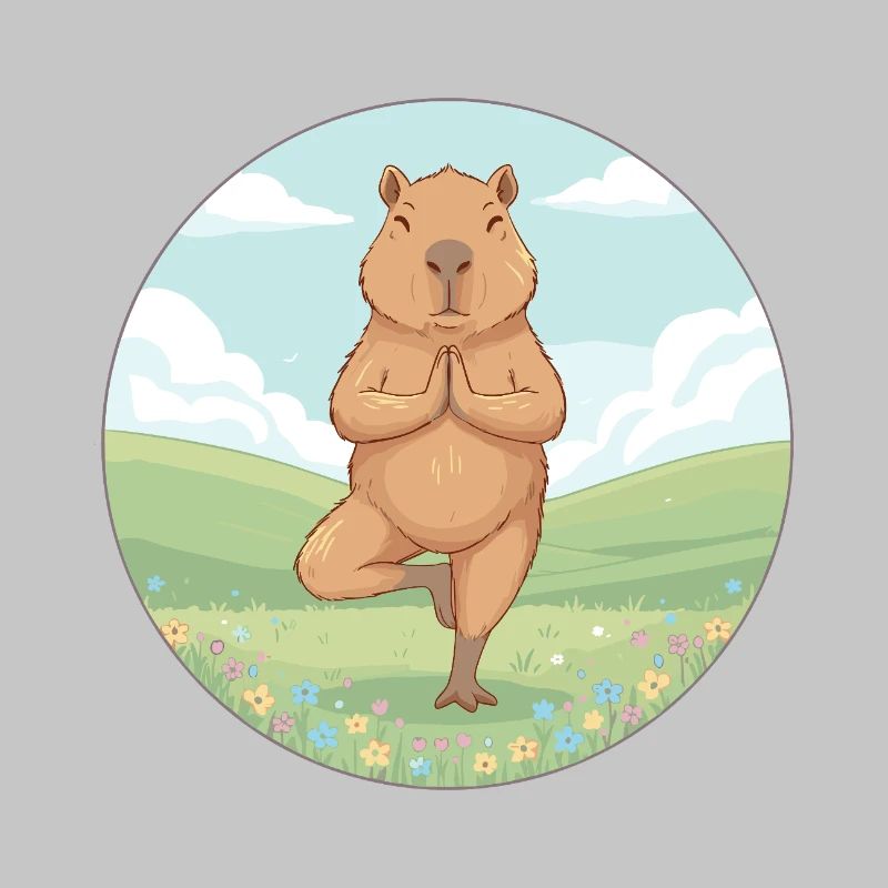 Yoga Capybara Rodent Doing Tree Pose