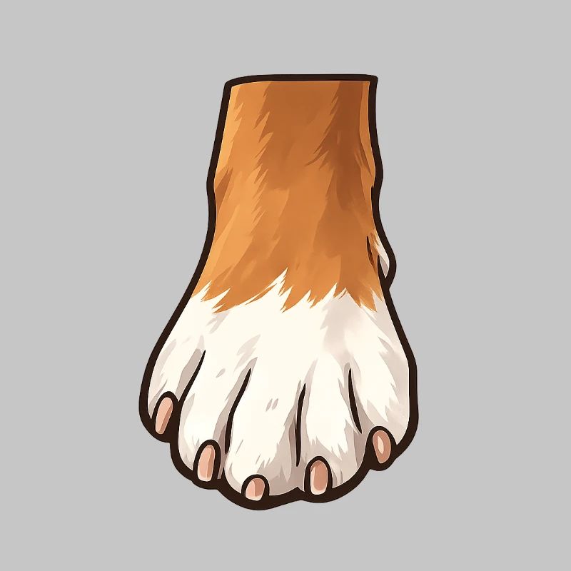 Conception de pattes de chien brunes blanches