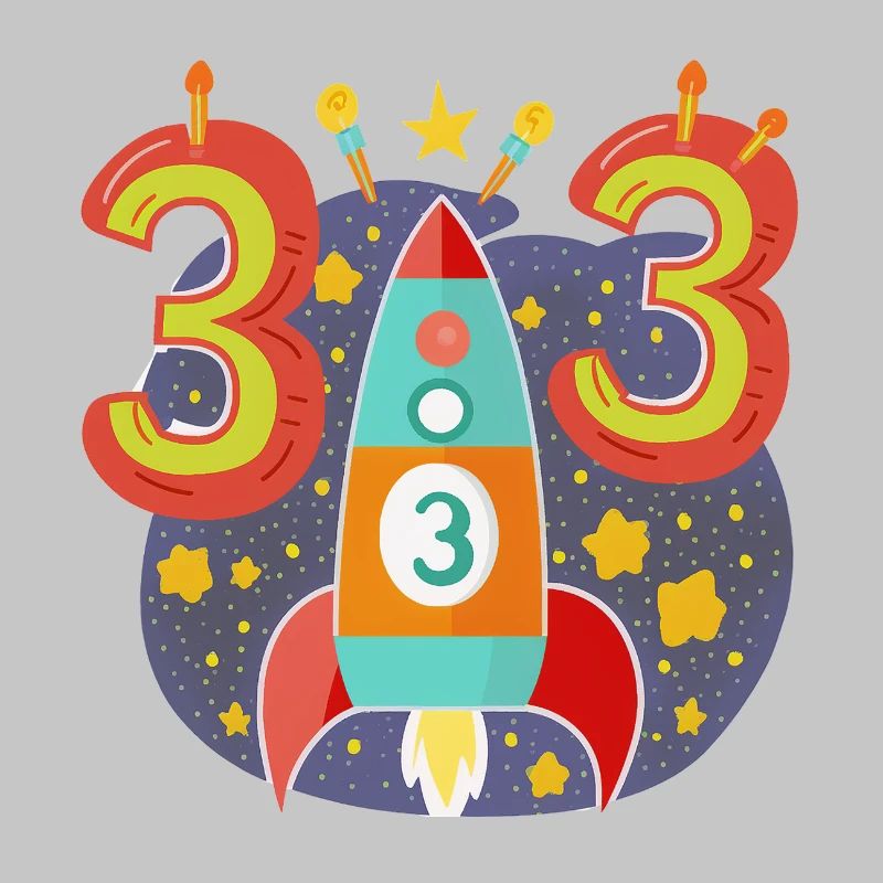 Birthday 3 Years Rocket Boy Three