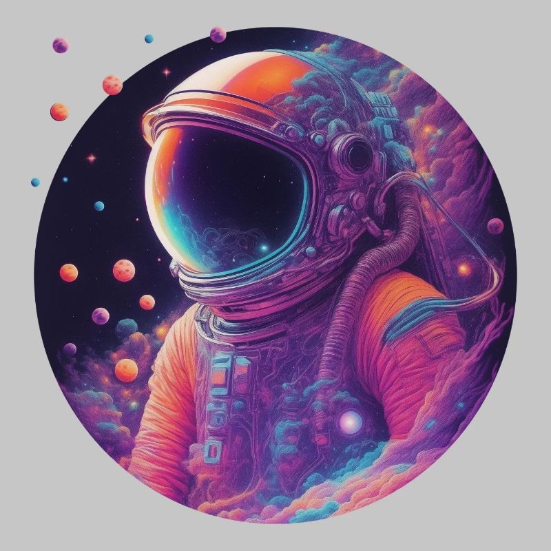 Astronaute néon dans l’espace couleur