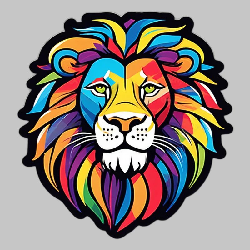Lion éclatant arc-en-ciel