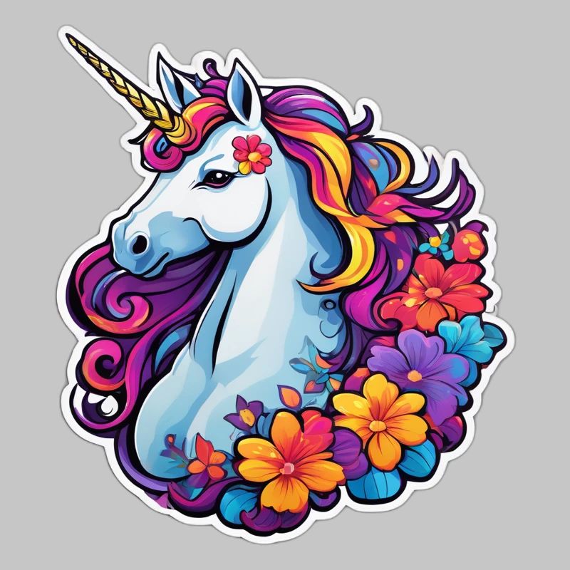 Regenbogenblumen-Einhorn