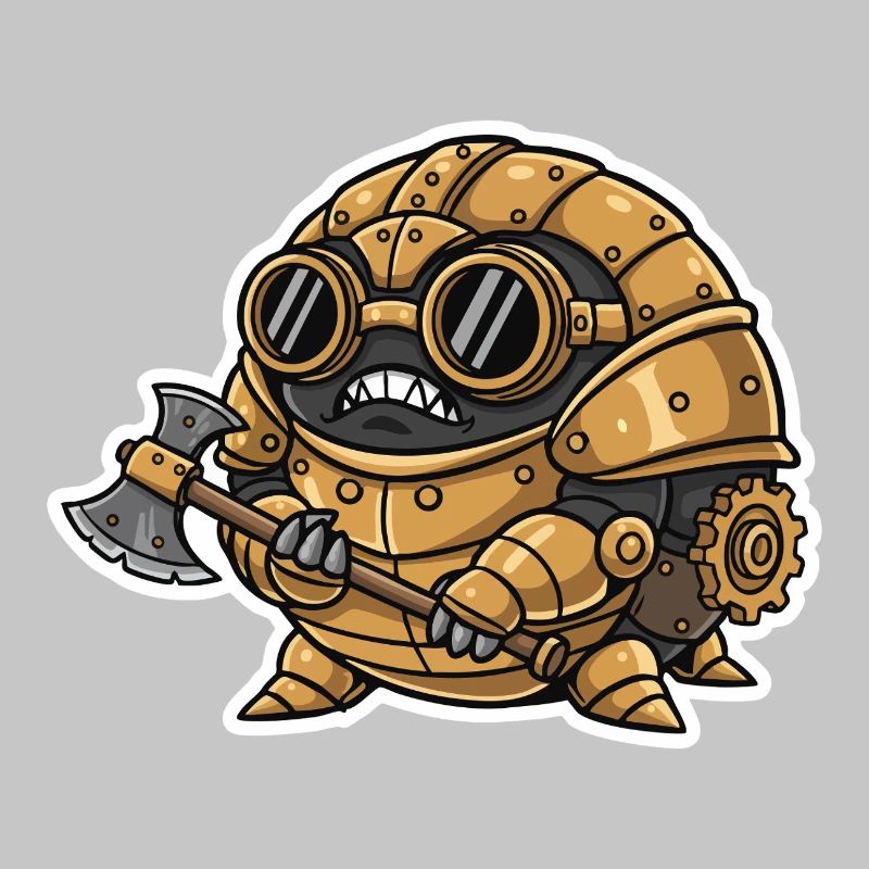 Sowbug Warrior Steampunk Axe Copper Armor