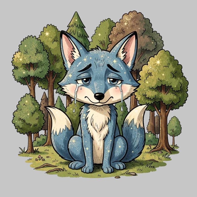 Blue fox animal sad forest