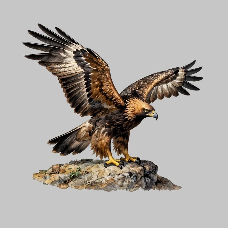 Eagle in flight on steep rock
