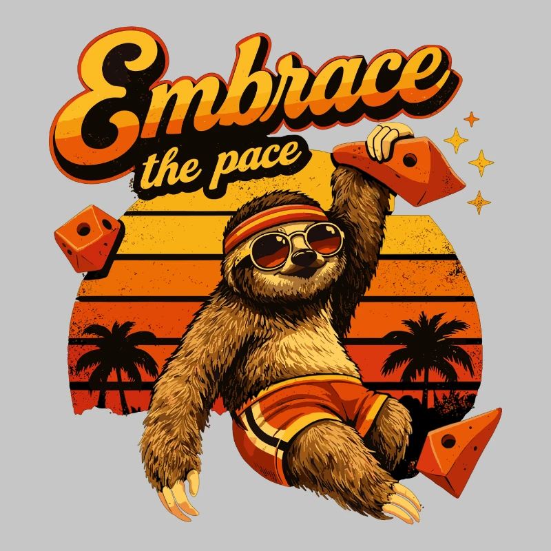 Retro Sloth: Embrace the Pace – Bouldering Sloth