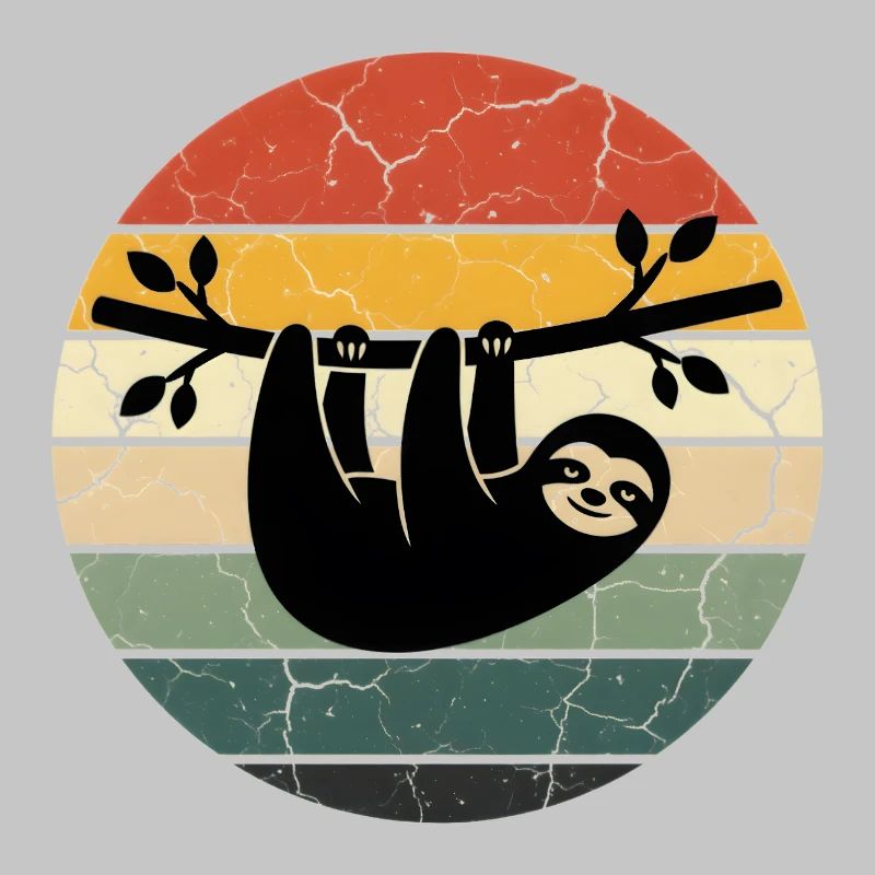 Sloth Gift Retro Design Sunset