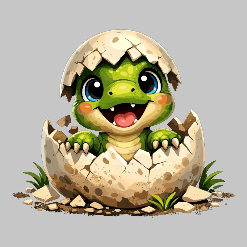 Cute baby dinosaur hatches from the egg