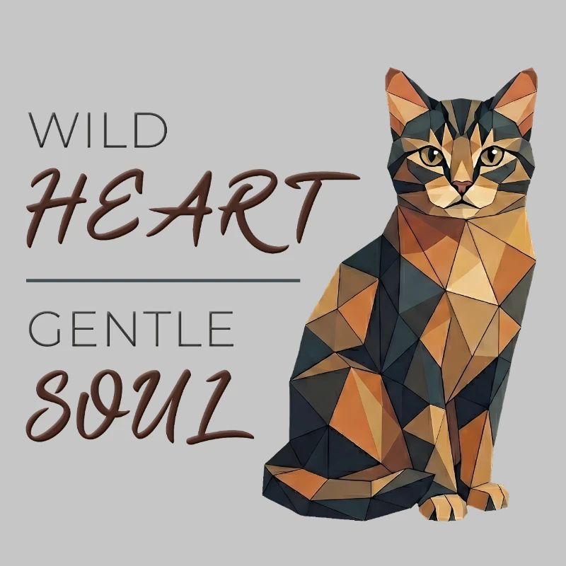 Cat Design Low-Poly - Cœur sauvage, âme douce