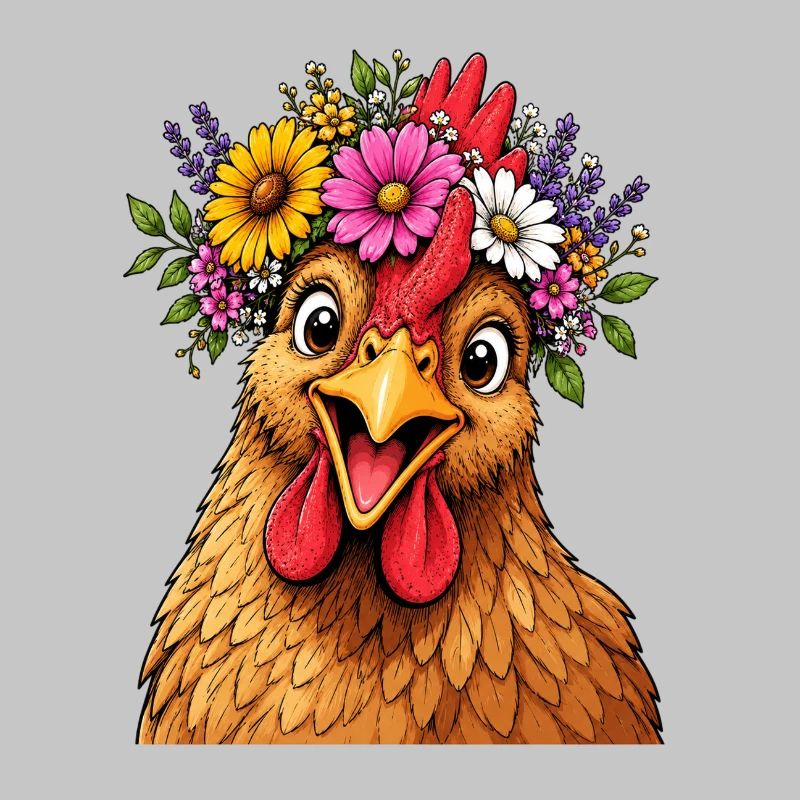 Poulet décoré de fleurs