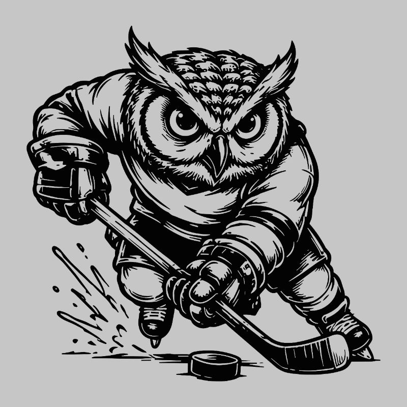 Eishockey Eule Spieler mit Puck Ausmalbild