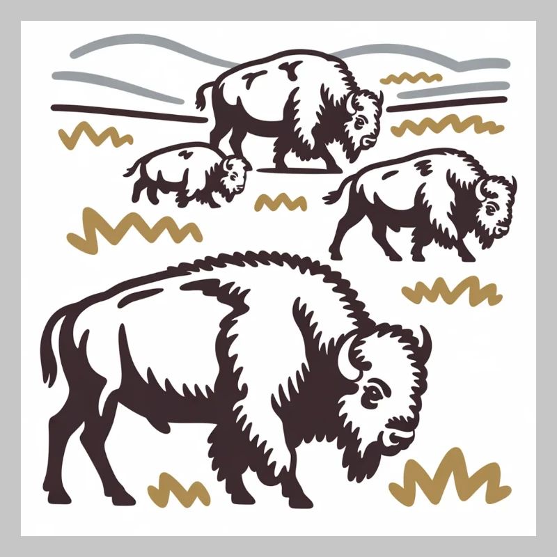Troupeau de bisons sur la steppe