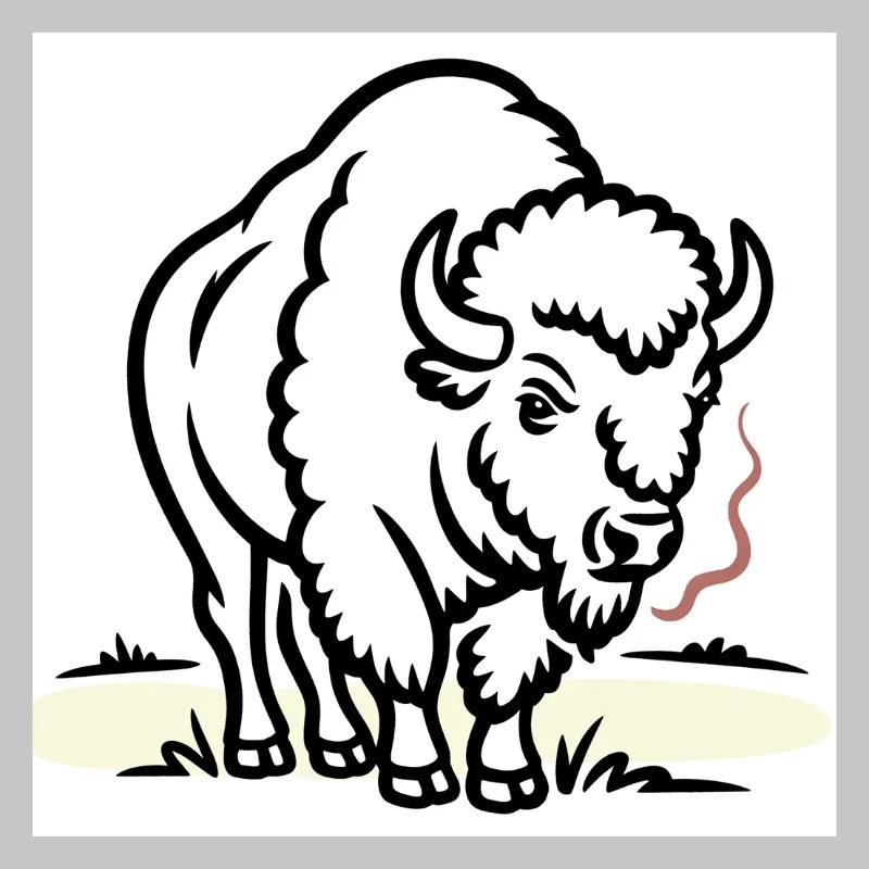 Bisons avec une cigarette dans le champ