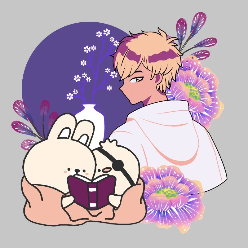 Anime Boy et Animaux avec un dessin cache-œil
