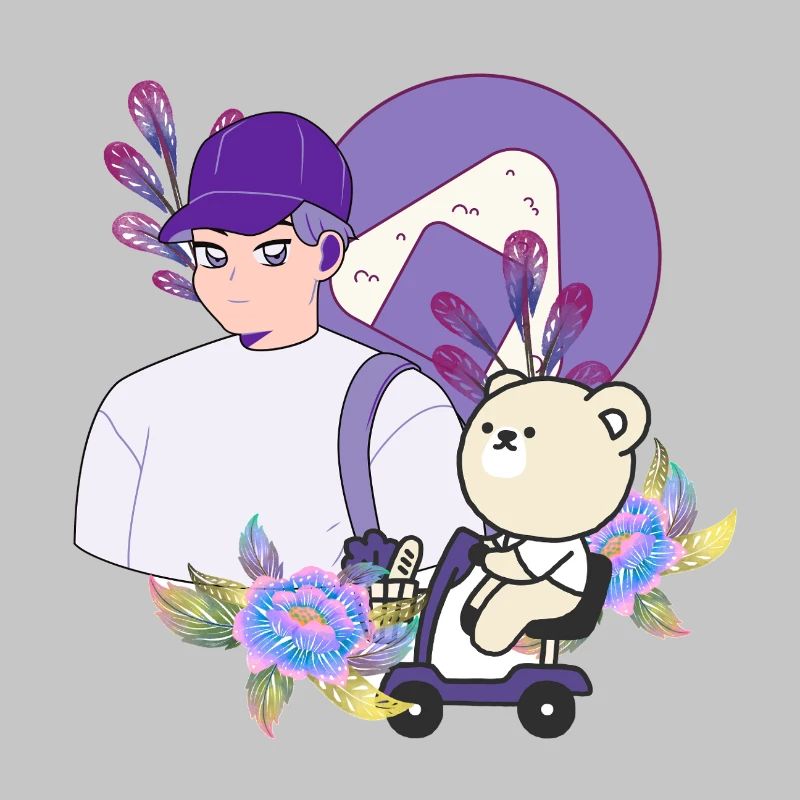 Onigiri Snack & Bear on Mobility Scooter