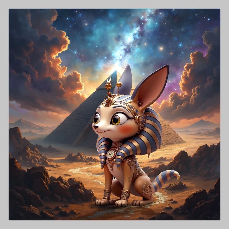 Chat pharaon dans le désert stellaire