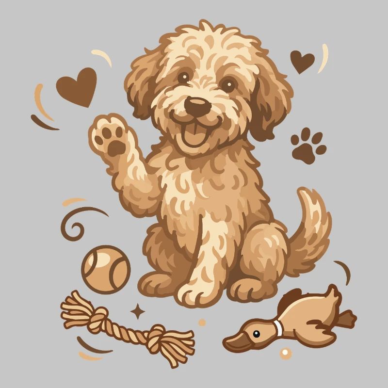 Chiot Doodle avec des jouets