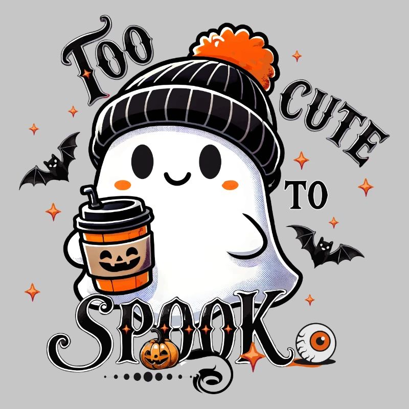cool ghost with bobble hat & pumpkin spice latte