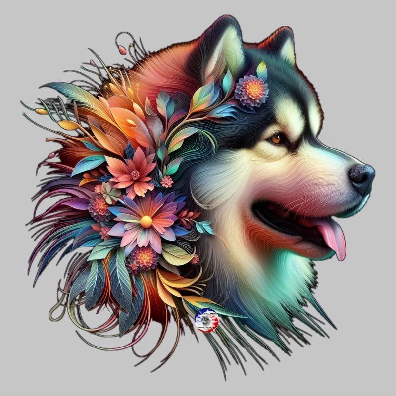 Blumiger Malamute-Kopf